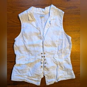 Vintage Linen Safari Shirt Click Single Loop Medium